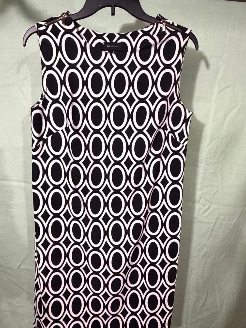 AB Studio Geometric Wedding Guest Cocktail Mini Dress in Black & White Size 8 Li
